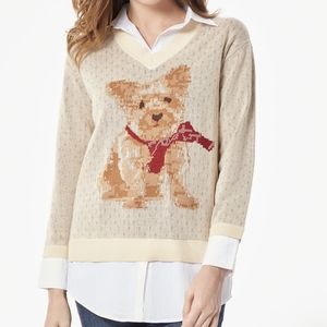 Jones New York Women's Terrier Layered Sweater - size L NWT